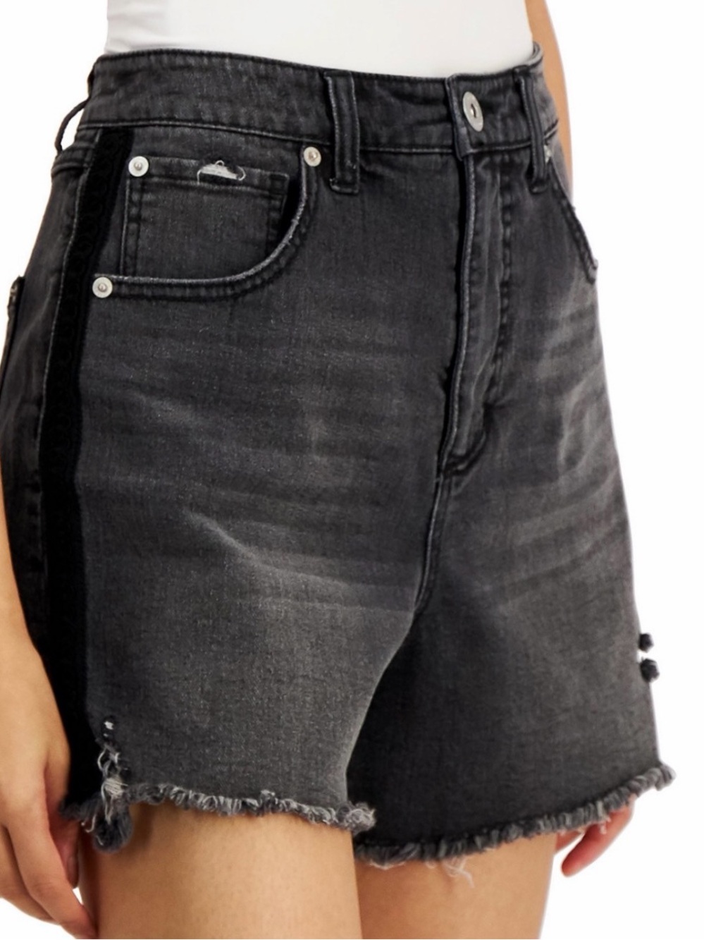 INC Black Frayed Hem High Rise Denim Shorts- 8/29